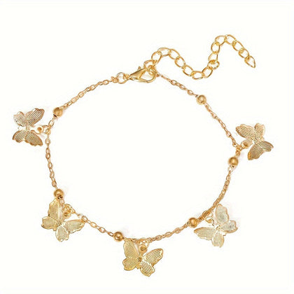 A Stylish Bracelet For Women With An Elegant And Graceful Golden And Silvery Butterfly Pendant, Suitable For Daily Wear By Women And As A Gift For Friends.