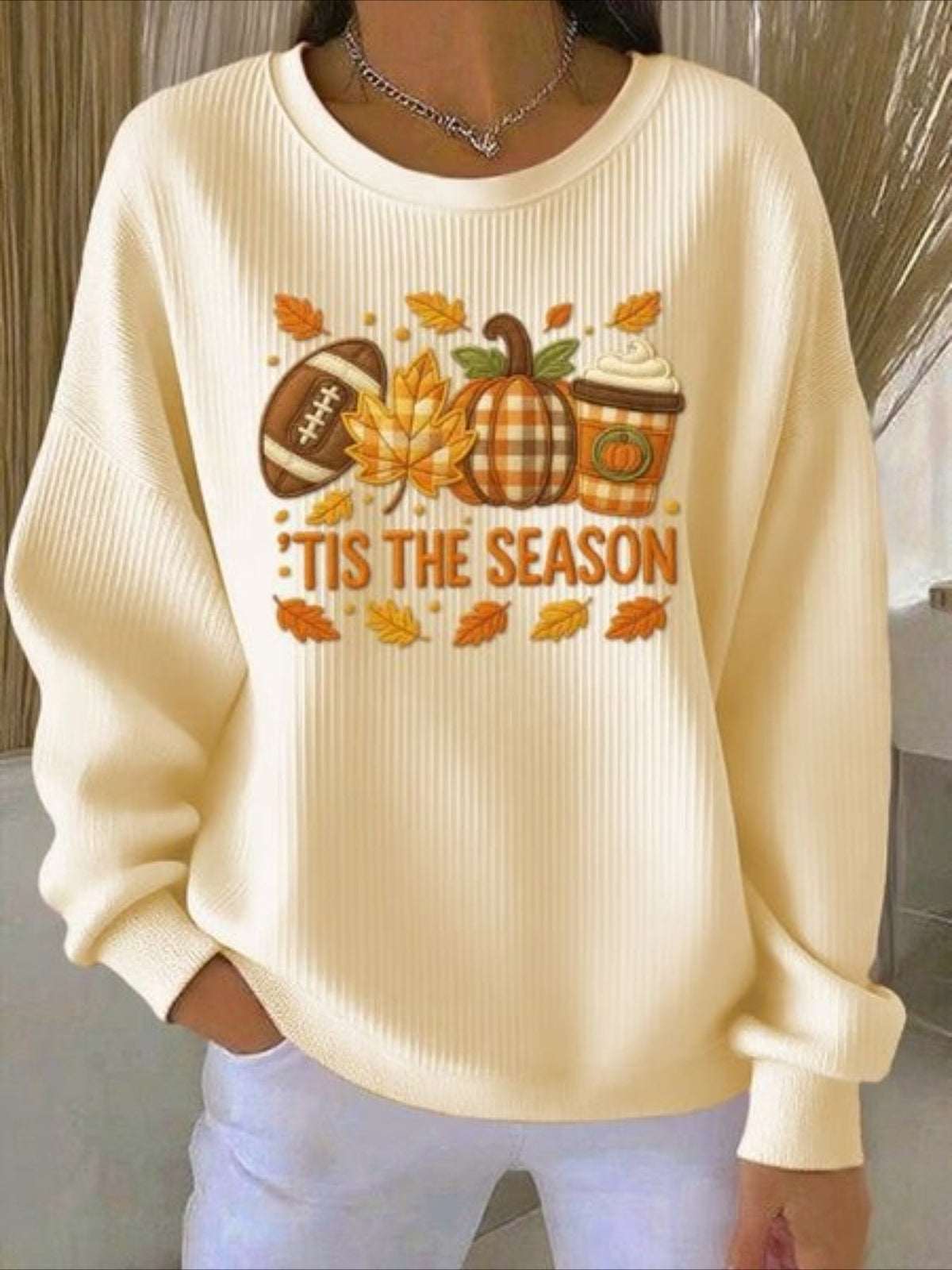 Crew Neck Floral Long Sleeve Comfy Casual Sweater Hoodie