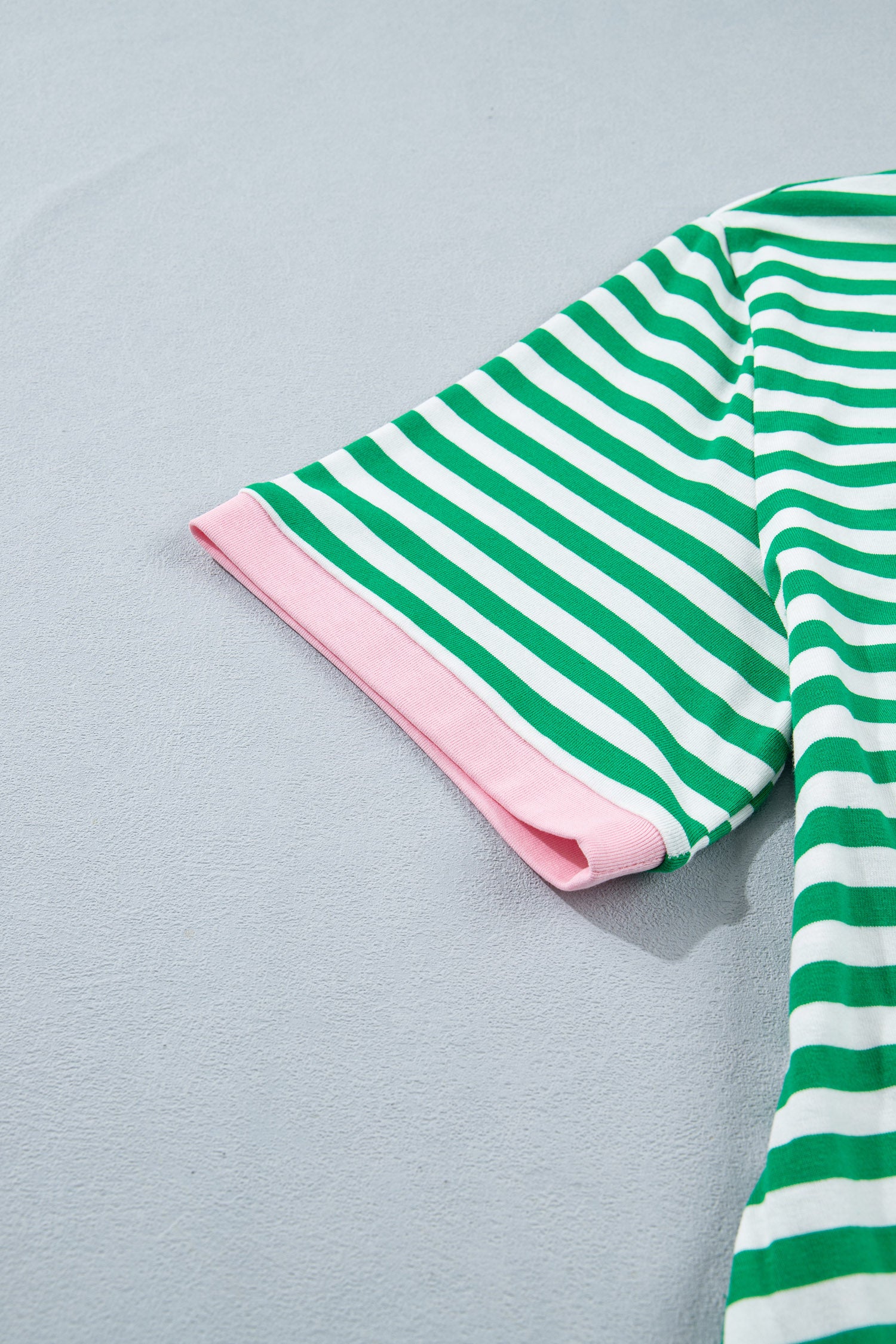Green Stripe Nautical Tie Contrast Trim Round Neck T Shirt Mini Dress