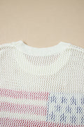 White Flag Graphic Short Sleeve Sweater Top