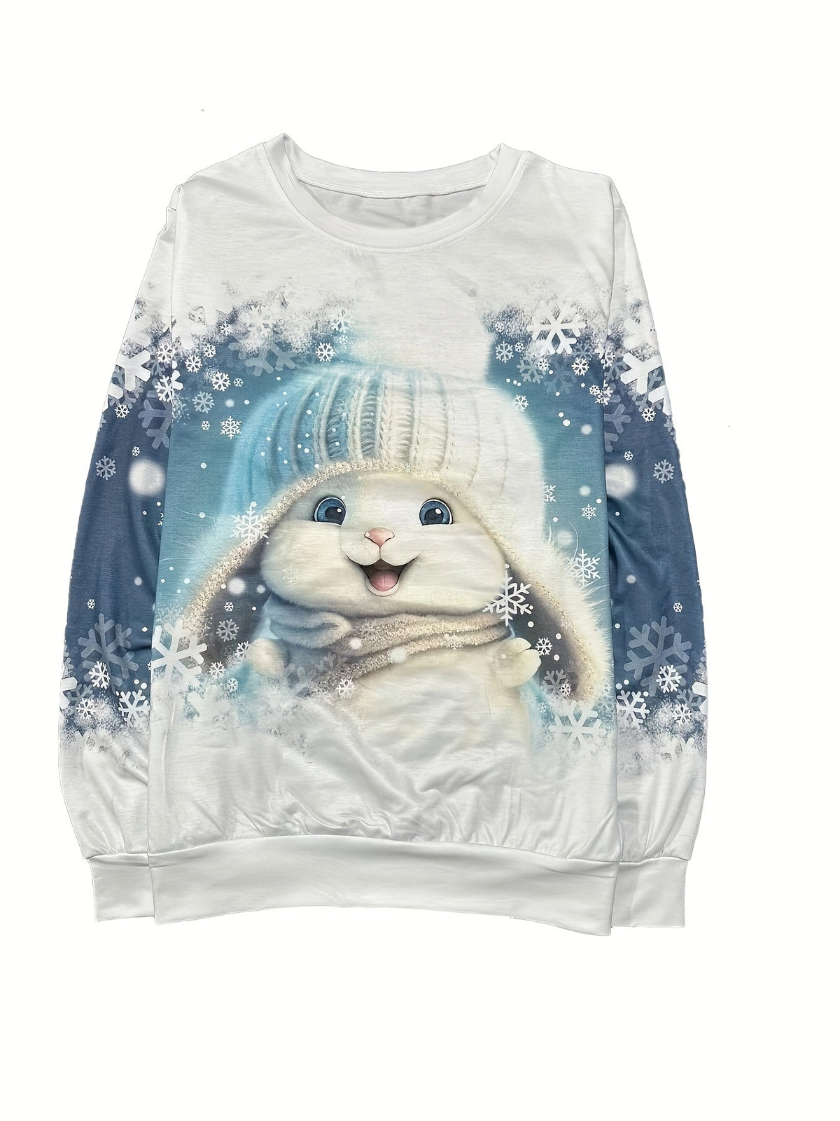 Casual Round Neck Elegant Knit Design Christmas Themed Long Sleeve Pullover Top