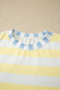 Yellow Stripe Exposed Seam Contrast Patchwork Oversized Top
