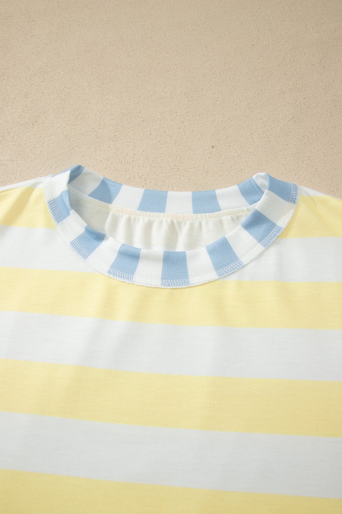 Yellow Stripe Exposed Seam Contrast Patchwork Oversized Top
