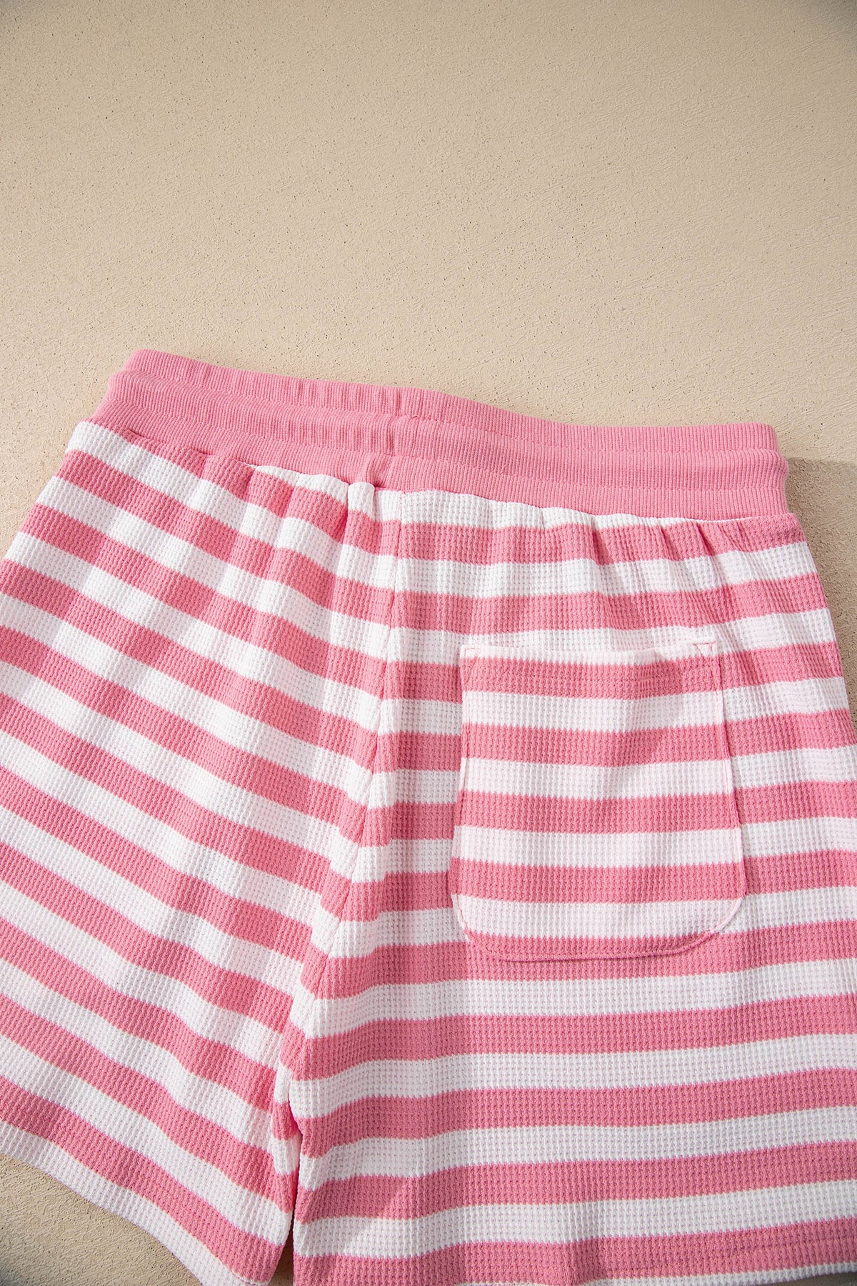 Pink Stripe Puff Short Sleeve T Shirt Matching Shorts Set