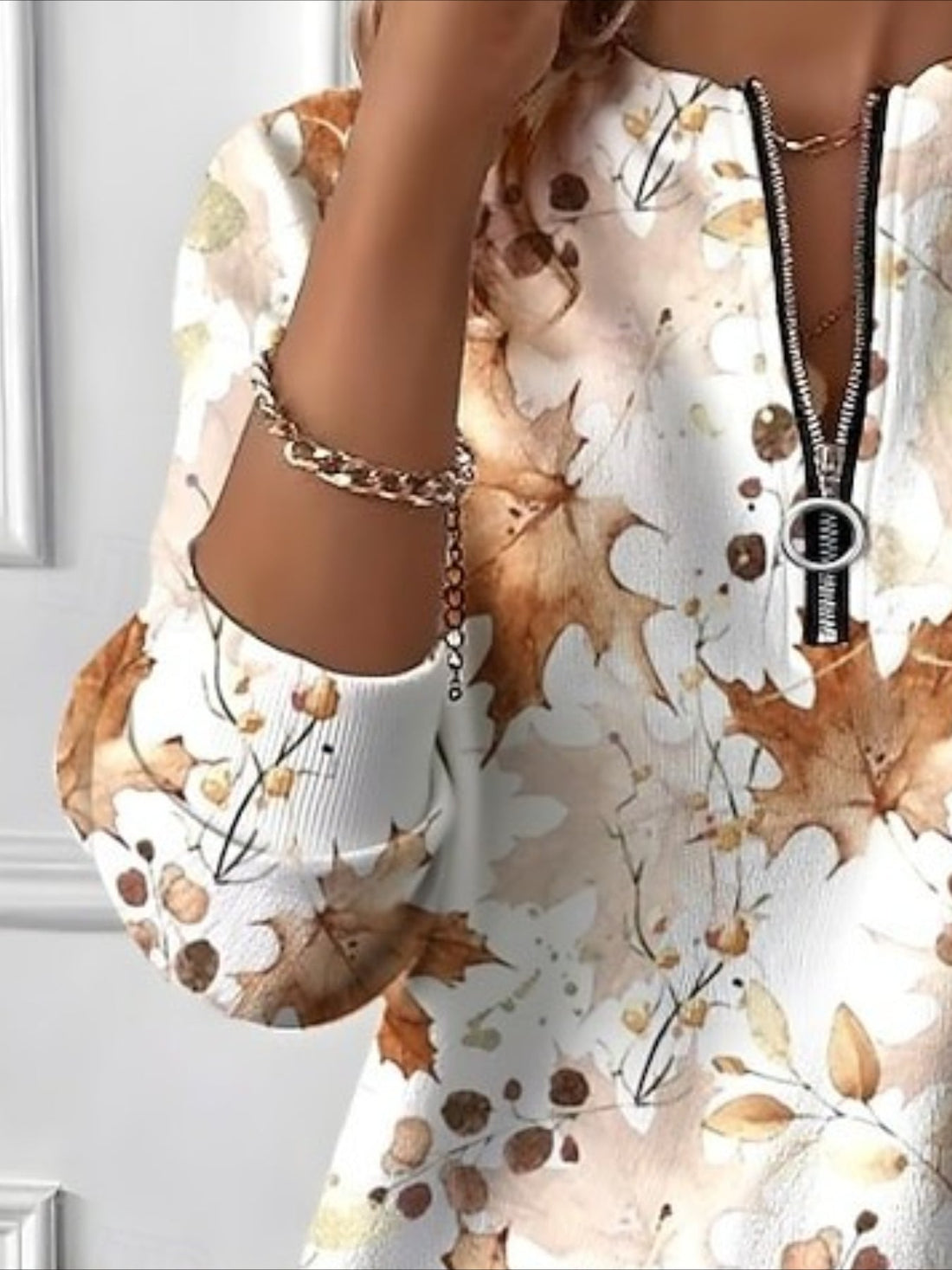 Graphic Design Long Sleeve Center Front Zip Sweatshirt