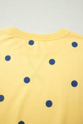 Yellow Polka Dot Print Crossed Seam Detail Oversize Tee