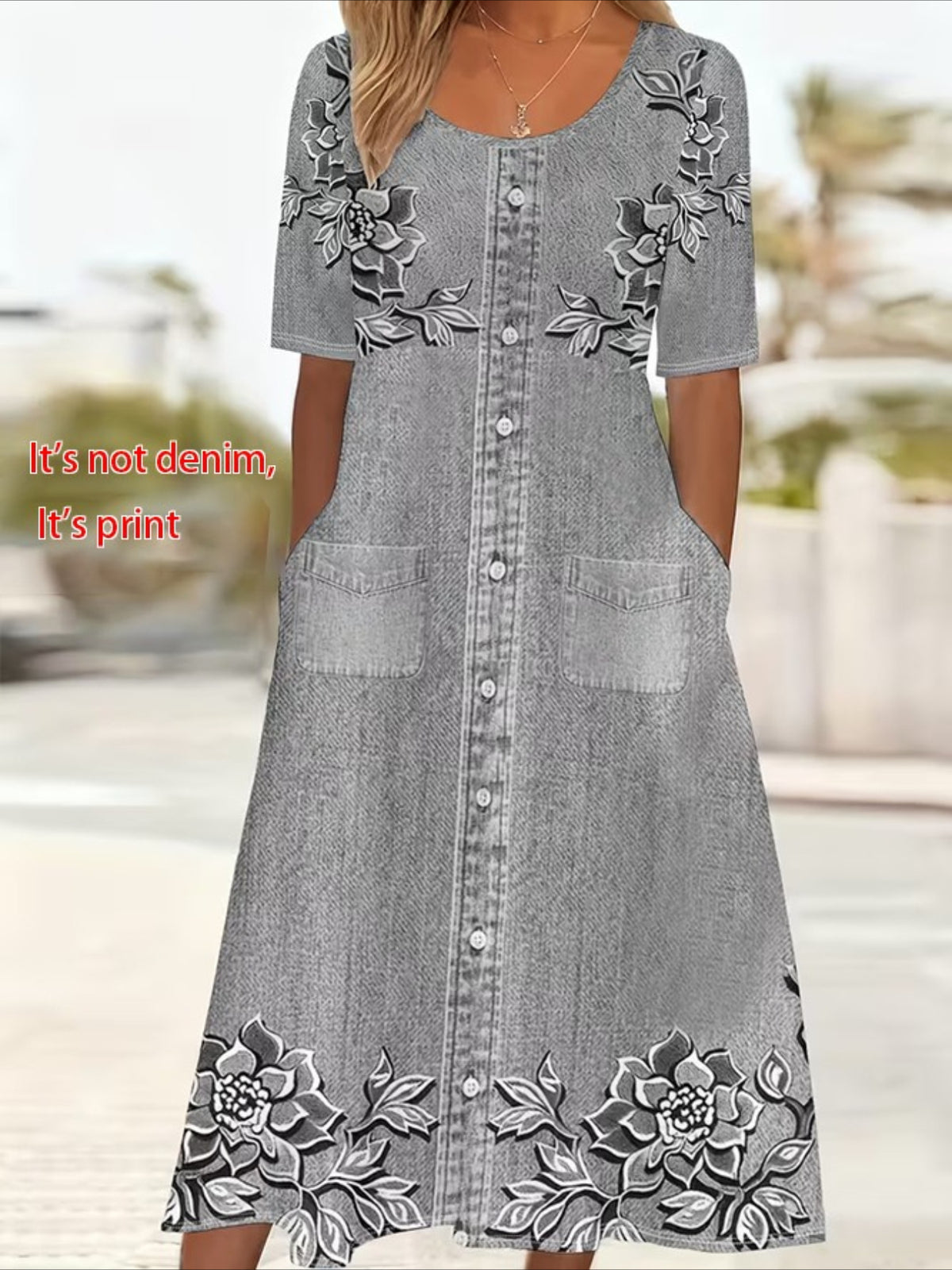 Short Sleeve Summer Floral Printing Crew Neck Daily Going Out Casual Maxi H-Line Shift Maxi Dress