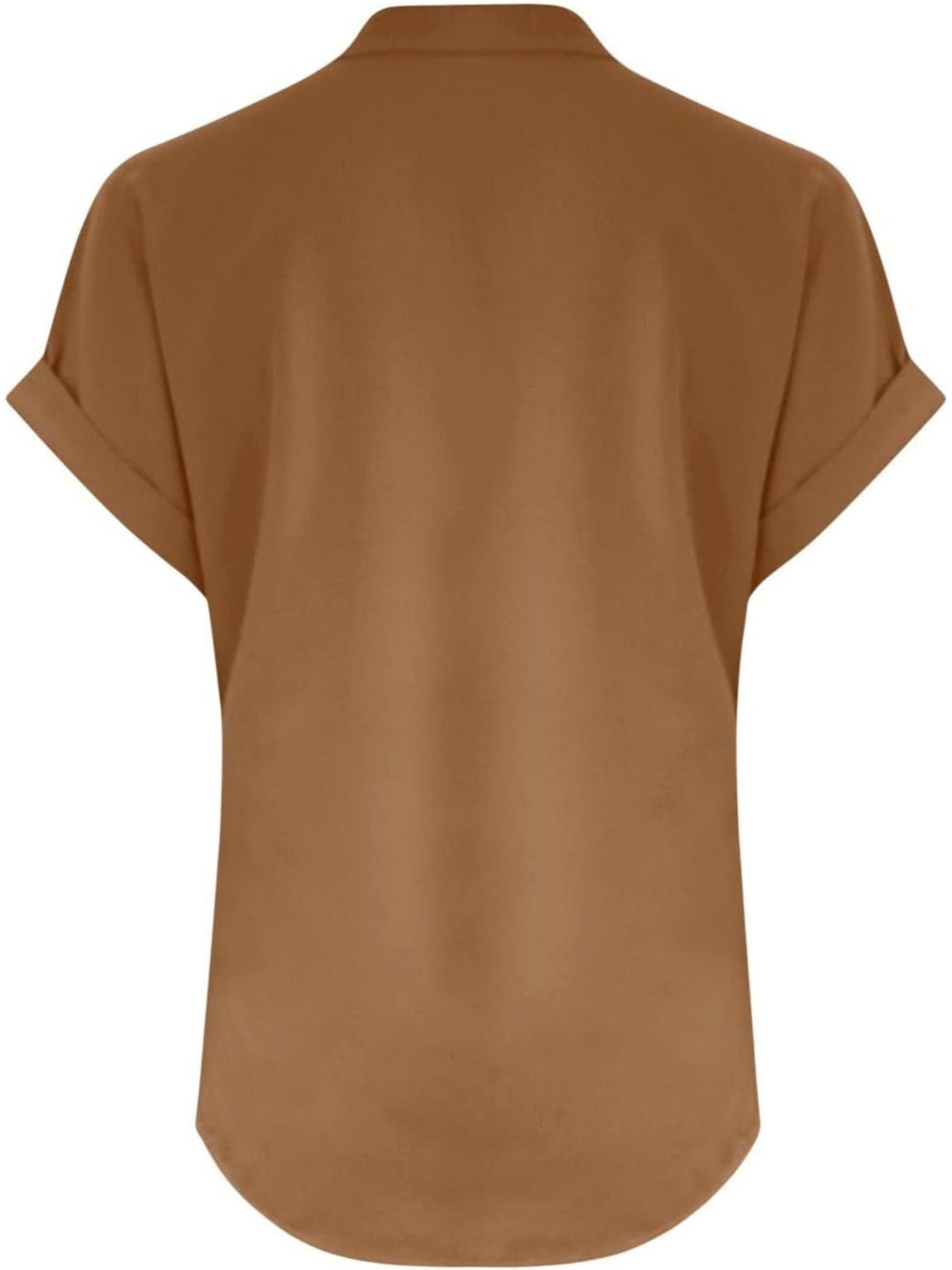 Solid Color V Neck Short Sleeve Button Down T Shirts