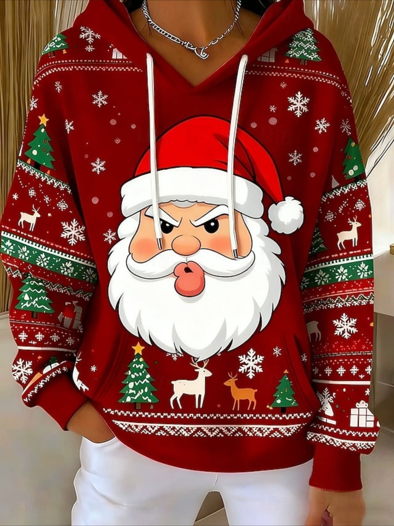Christmas Snowflake Pullover Hoodie Sweatshirt