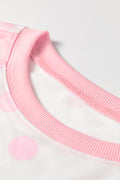 Pink Color Block Patchwork Polka Dot Wide Leg Pant Set