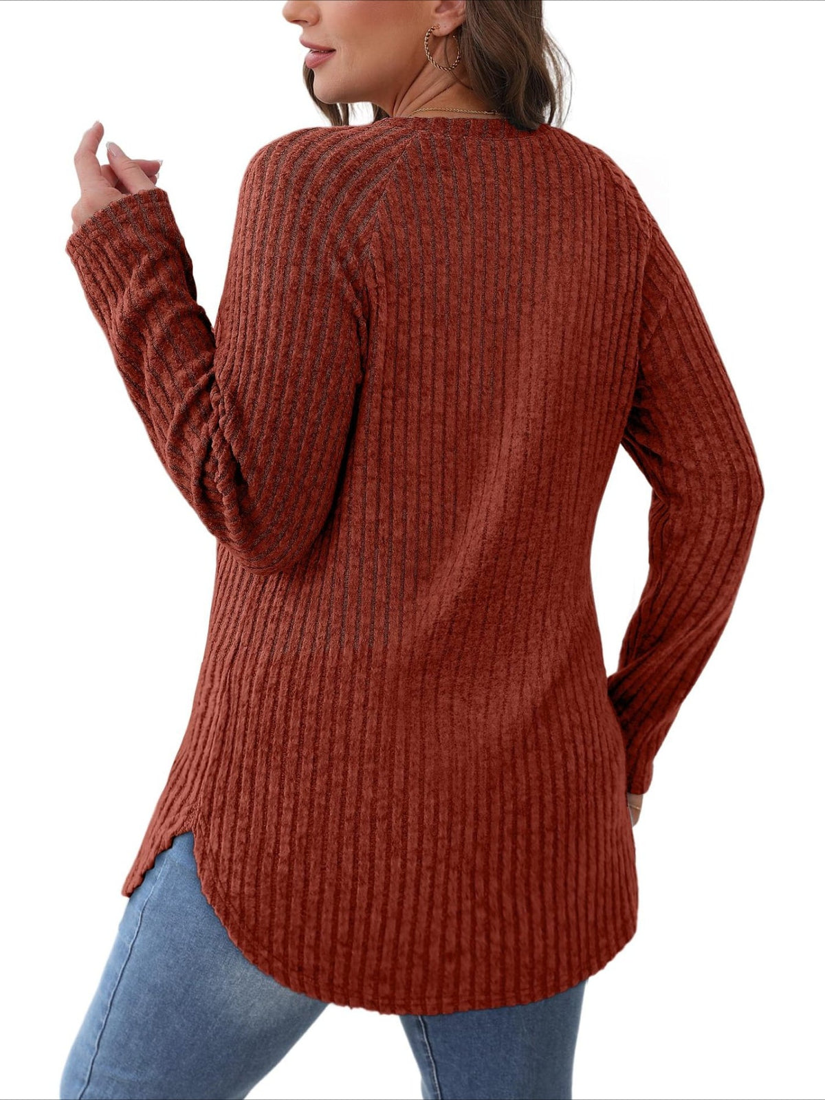 Soft Round Neck Pullover Long Sleeve Sweater