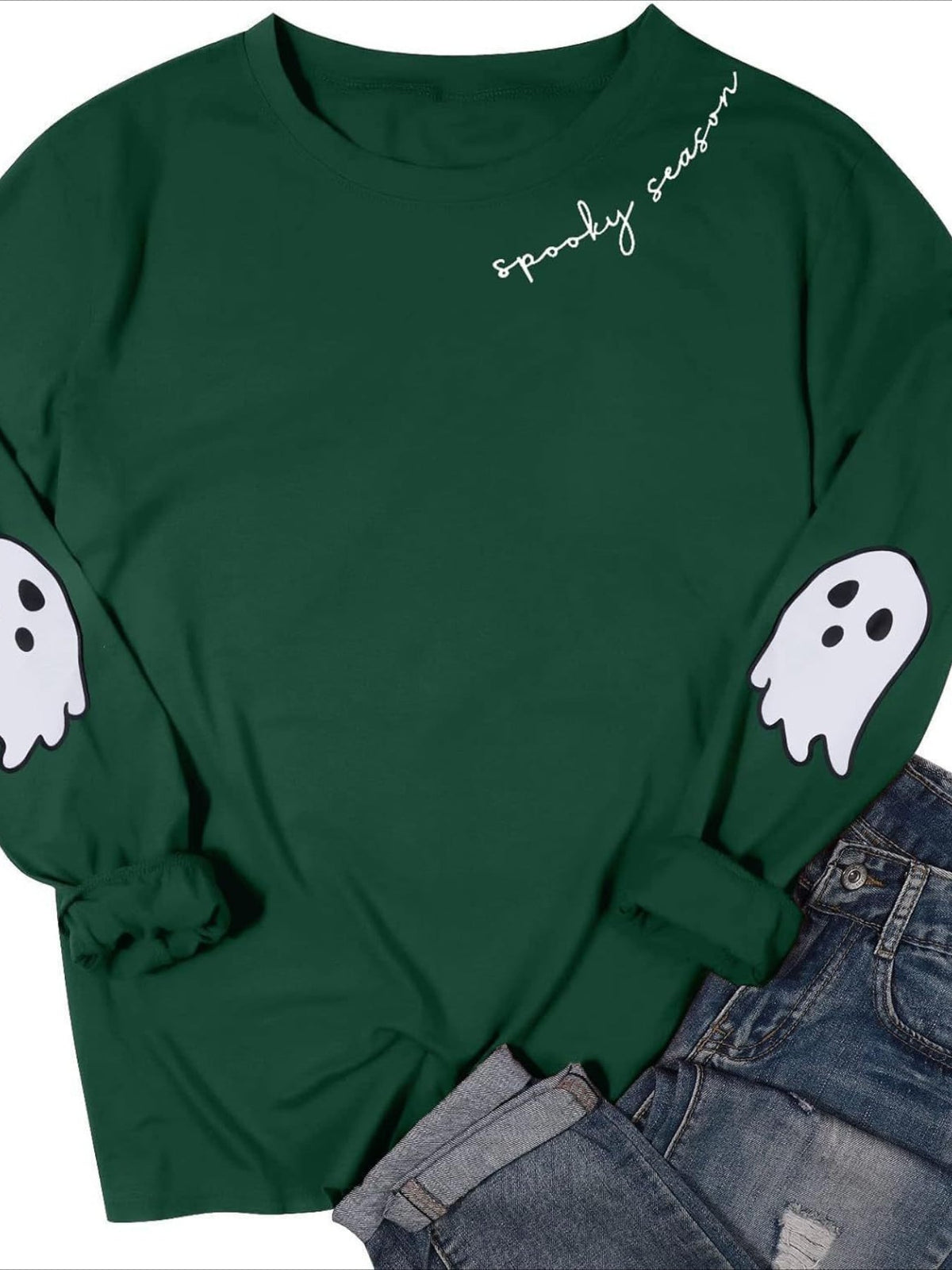 Halloween Round Neck Long Sleeve Loose Fit Top
