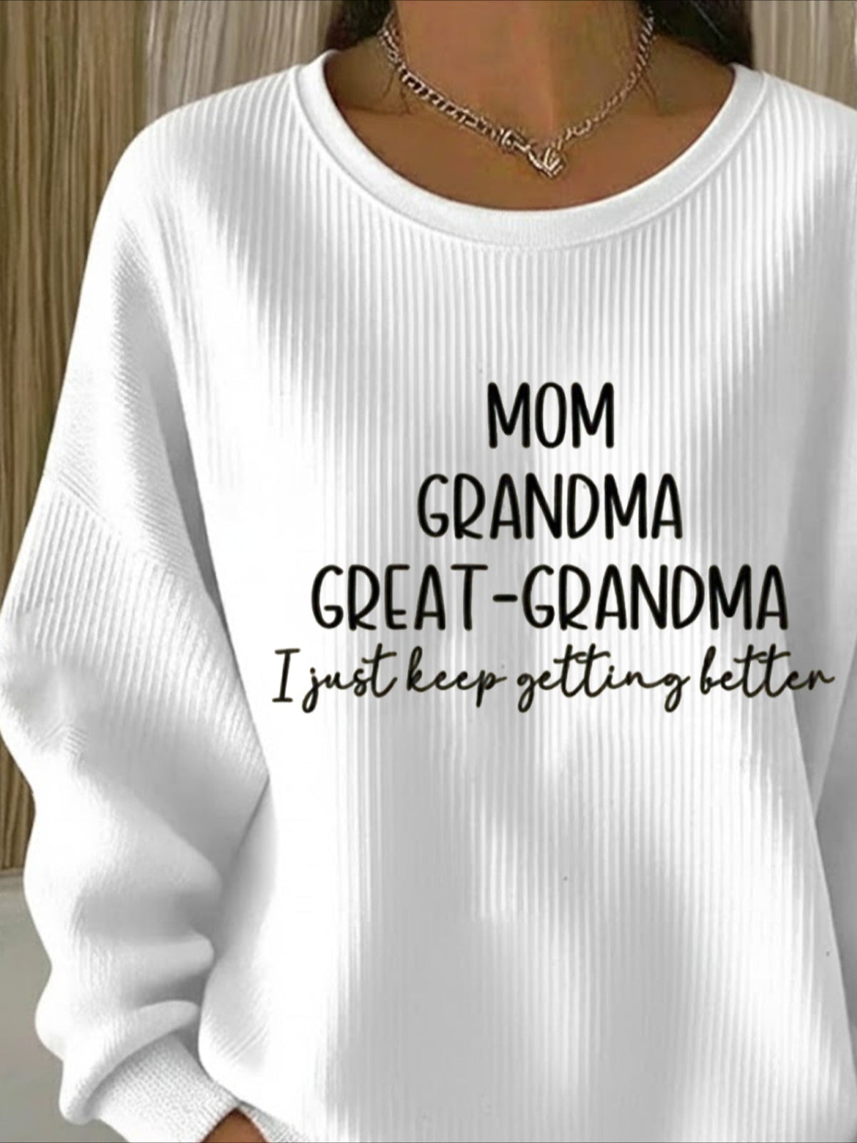Middle Sister Text Printing Crew Neck Floral Long Sleeve Sweater Hoodie