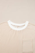 Apricot Twisted Ribbed Color Block Trim T Shirt Shift Dress