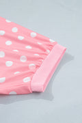 Pink Polka Dot Oversized Top Drawstring Short Set