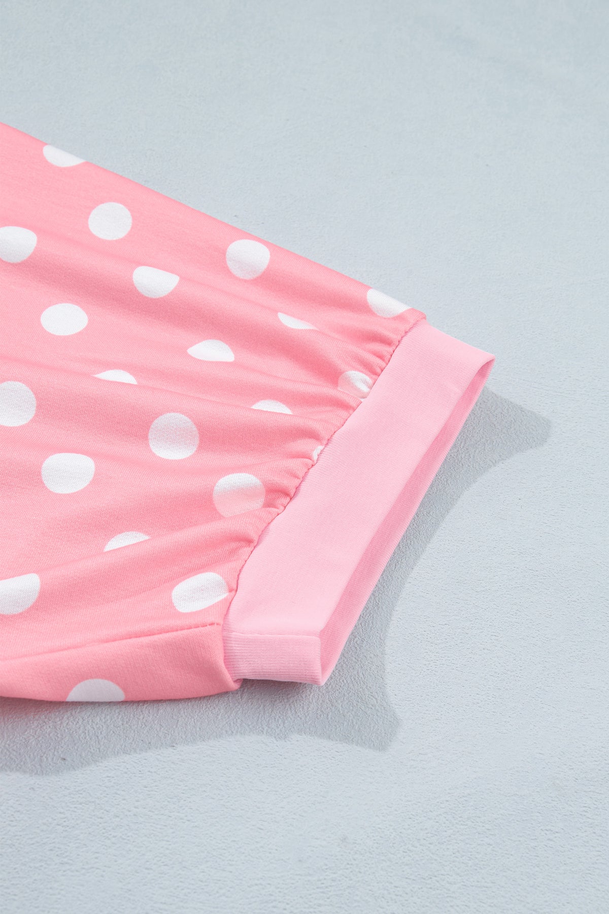 Pink Polka Dot Oversized Top Drawstring Short Set