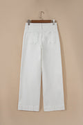 White 2-Button High Waist Wide Leg Jeans