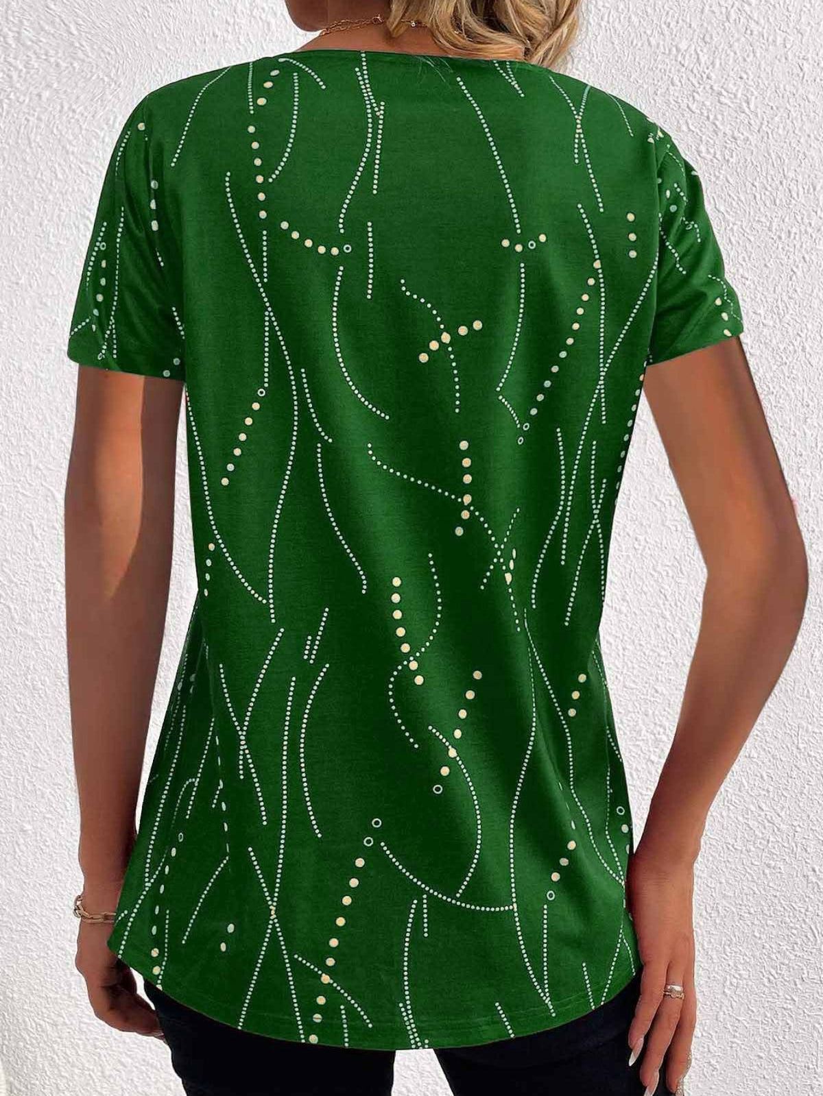 Polka Dot Print T-Shirt, Casual V Neck Short Sleeve T-Shirt