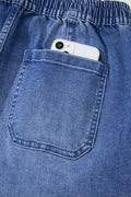 Ashleigh Blue Drawstring Waist Ankle Length Casual Jeans Regular Fit Pocket Detail Denim Pants