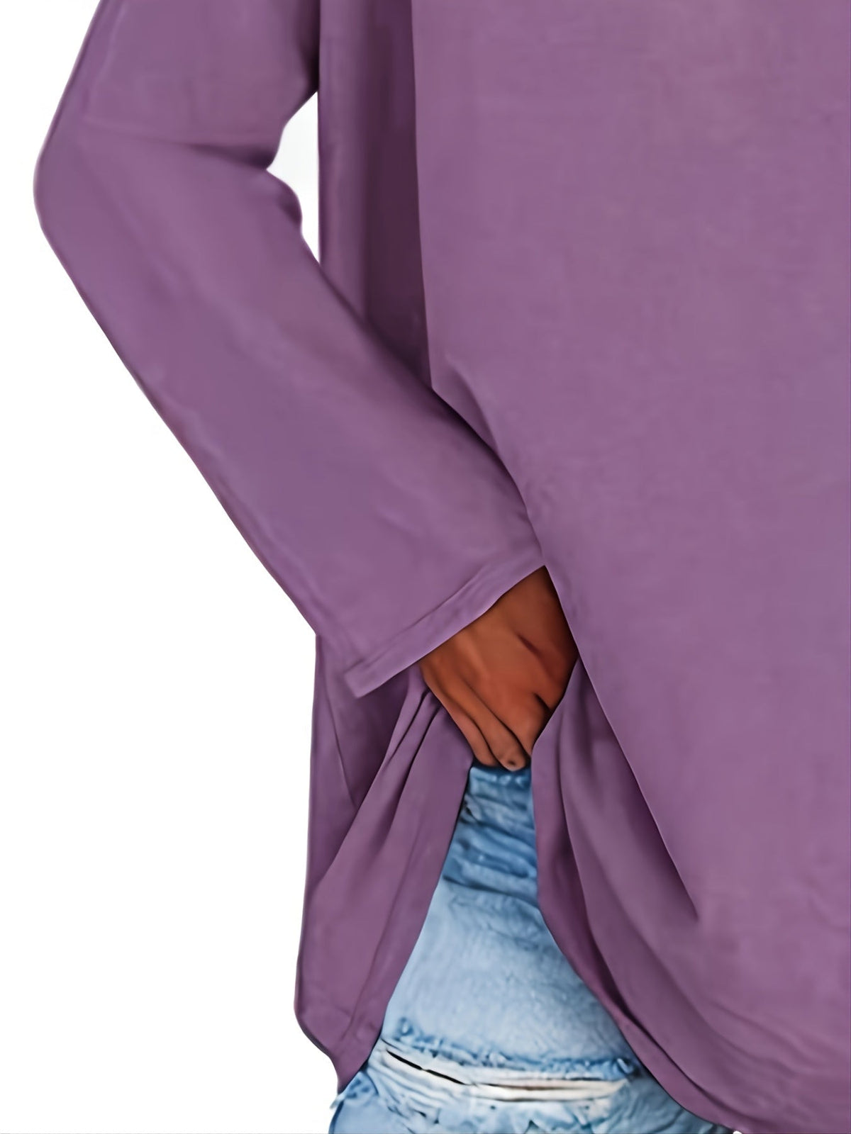Women's Solid Color Oversized Tops, V-Neck Long Sleeve T-Shirts, Casual Loose Shirts