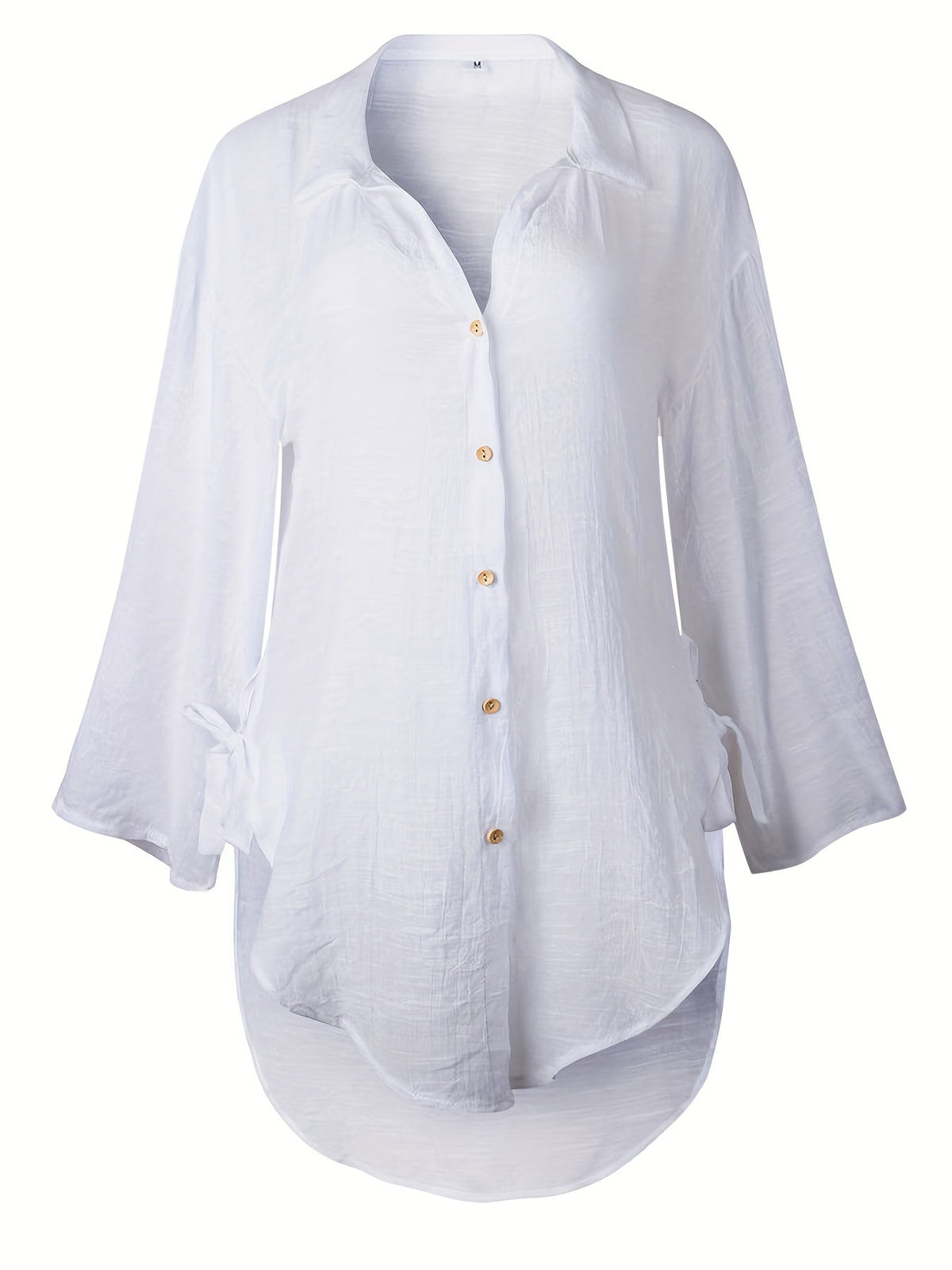 Solid Color V Neck Blouse, Casual Half Sleeve Blouse