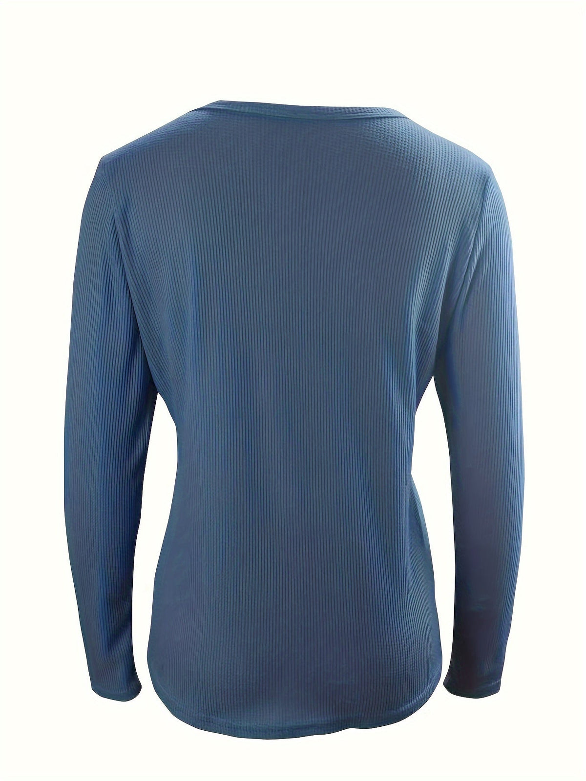 Long Sleeve Ribbed T-Shirt, Casual Zip Front Top