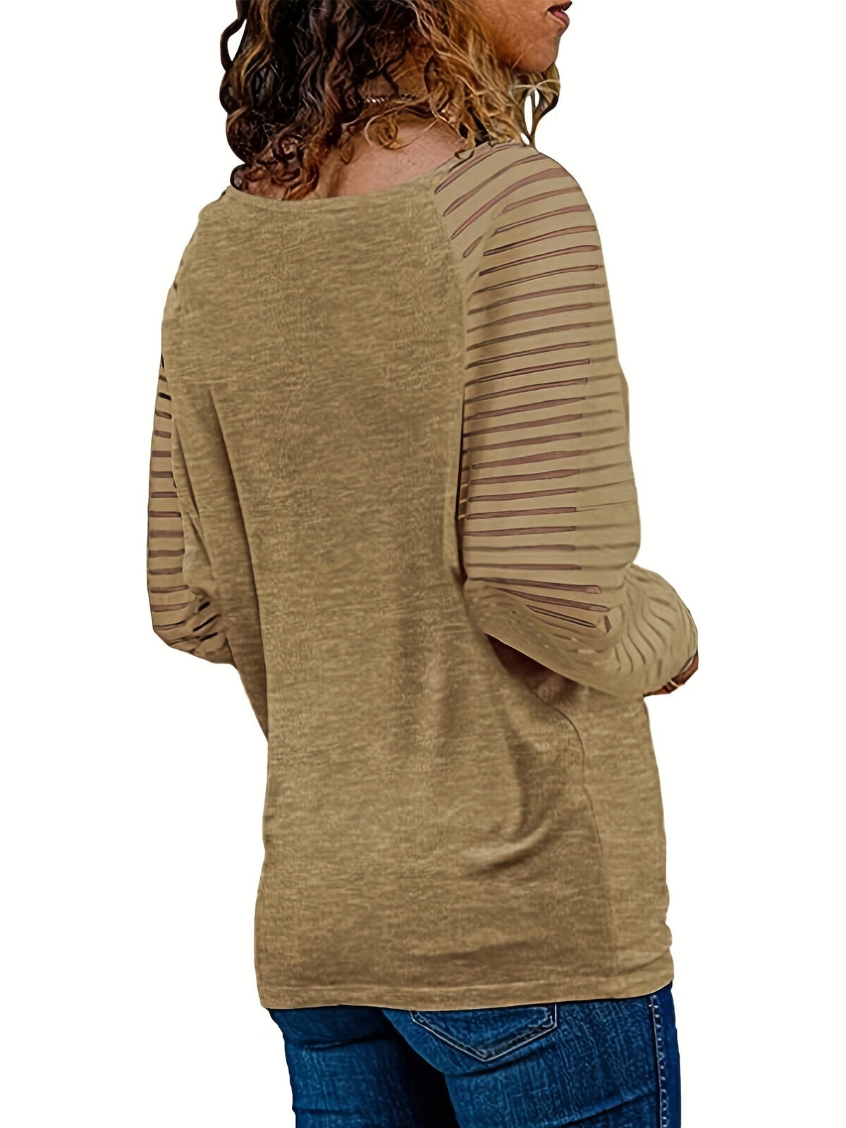 Striped Print Long Sleeve T-Shirt, Casual V Neck T-Shirt