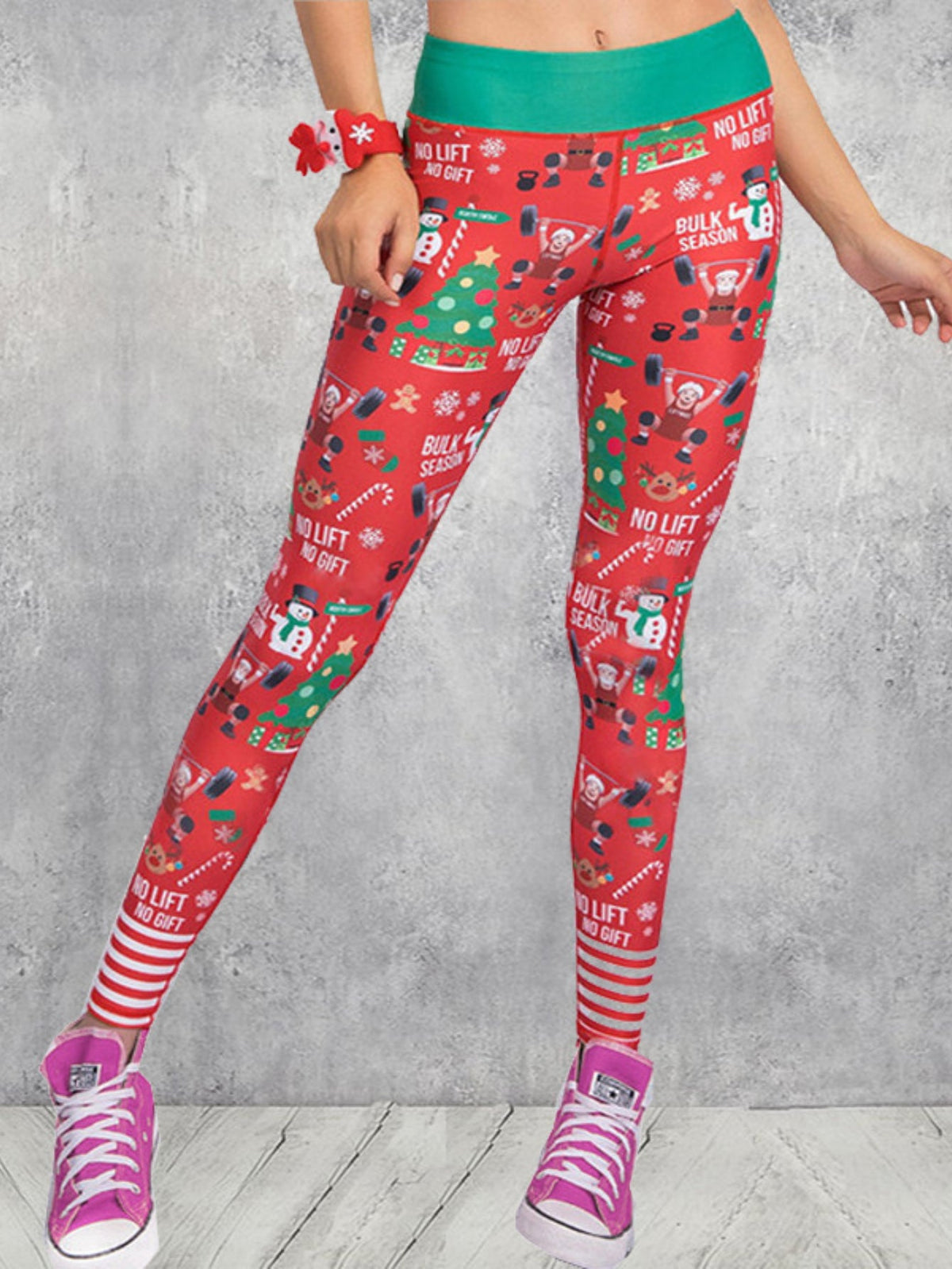 Women's Christmas High Waist Yoga Leggings, Long Length Athletic Pants with Festive Pattern