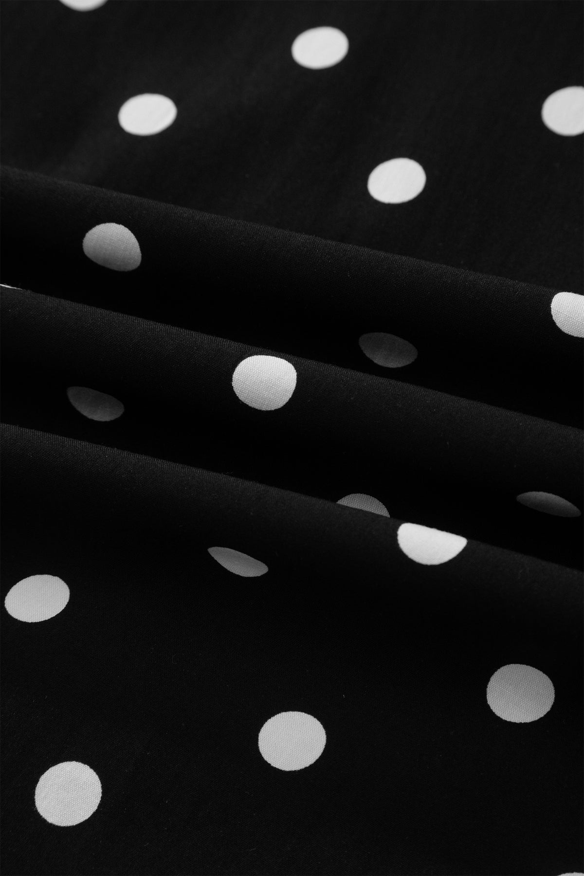 Black Polka Dot Print Contrast Trim V Neck Zip Up Sleeveless Dress