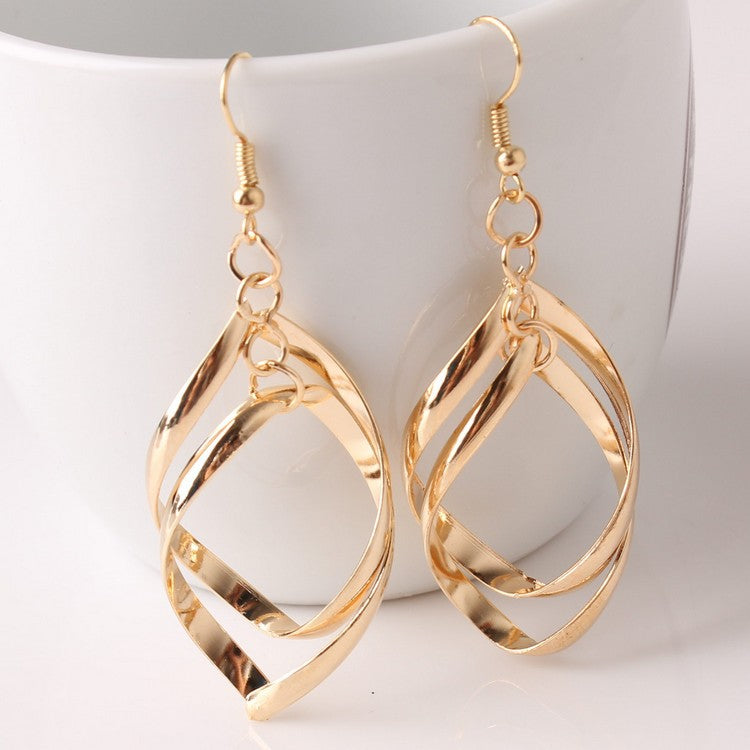 Super Shiny Alloy Twisted Diamond Multi-layer Earrings