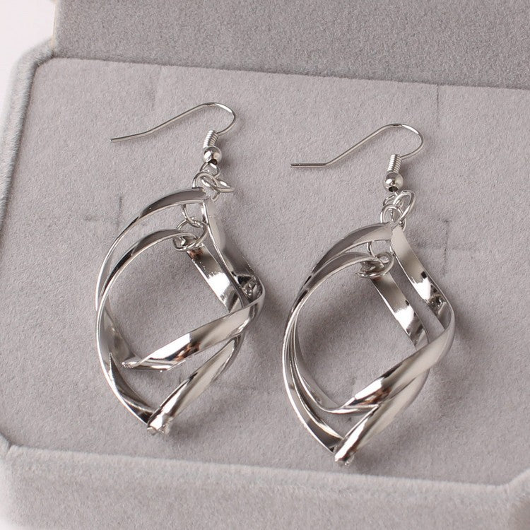 Super Shiny Alloy Twisted Diamond Multi-layer Earrings