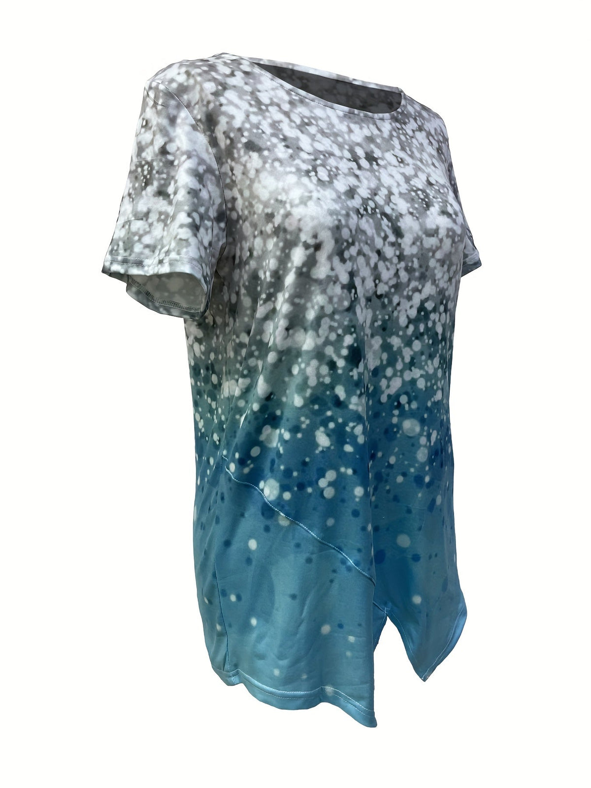 Casual T-shirt, Women's Allover Print Short Sleeve Round Neck Medium Stretch Tee
