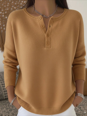 Casual Plain Crew Neck Sweater