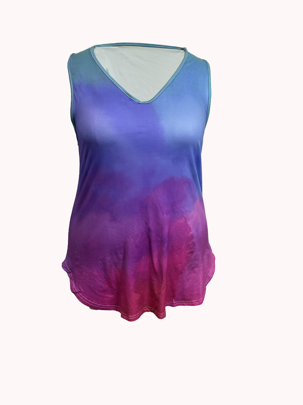 Tie Dye Print Tank Top, Vacation V Neck Sleeveless Tank Top