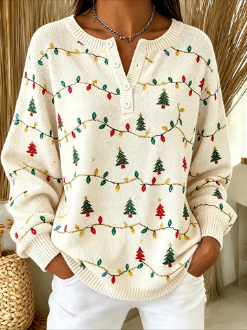 Christmas Printing Long Sleeve Regular Sweatshirt