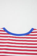 Red Nautical Tie Contrast Trim Round Neck T Shirt Mini Dress