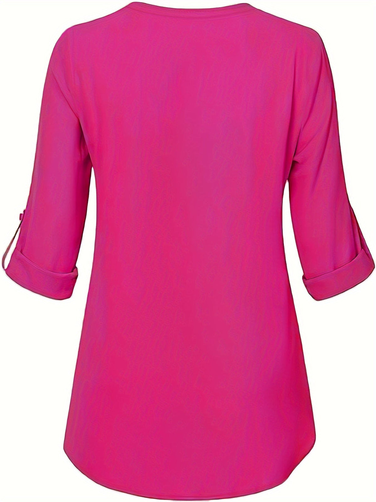 Solid Simple Blouse, Casual V Neck Long Sleeve Blouse