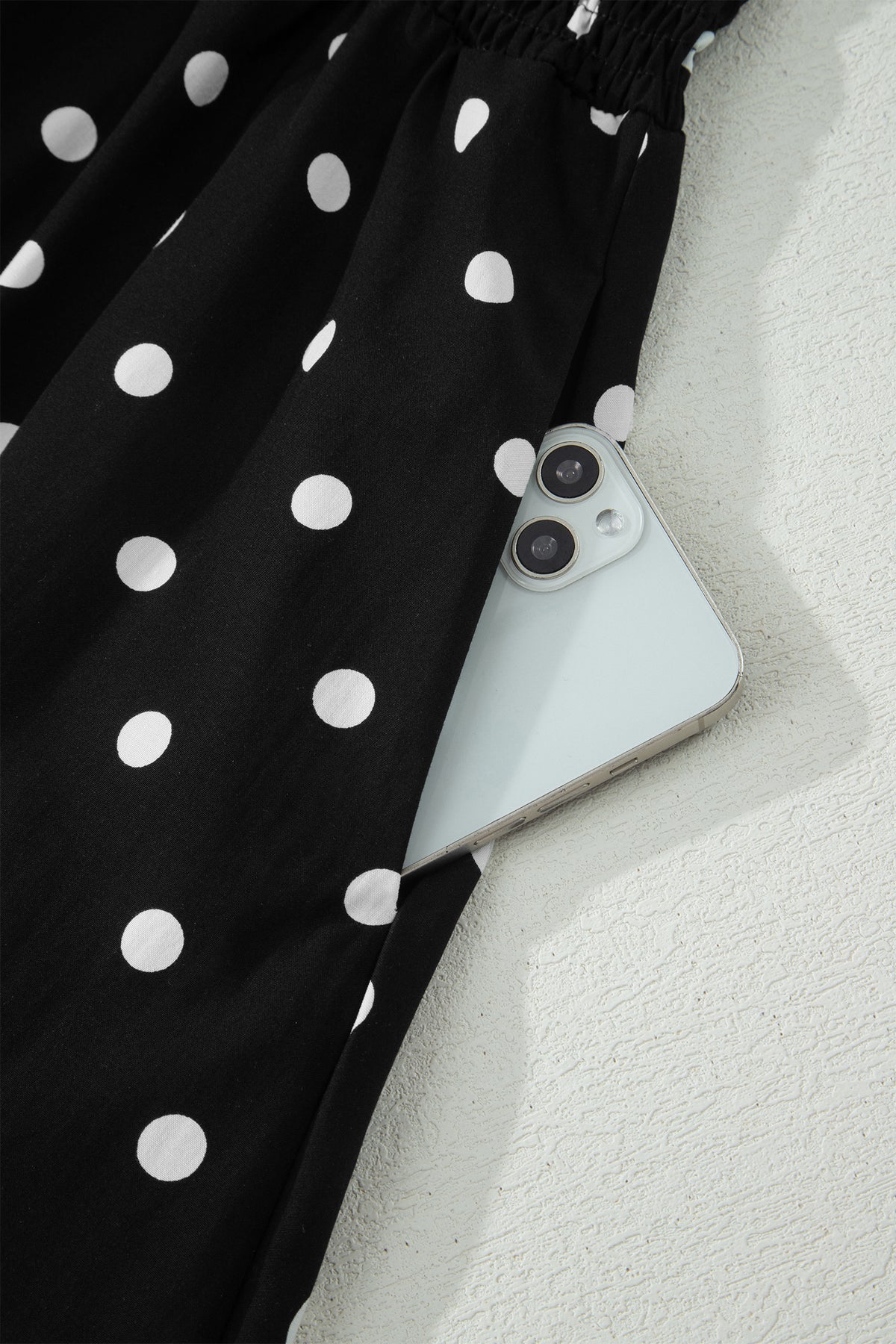 Black Polka Dot Print Contrast Trim V Neck Zip Up Sleeveless Dress