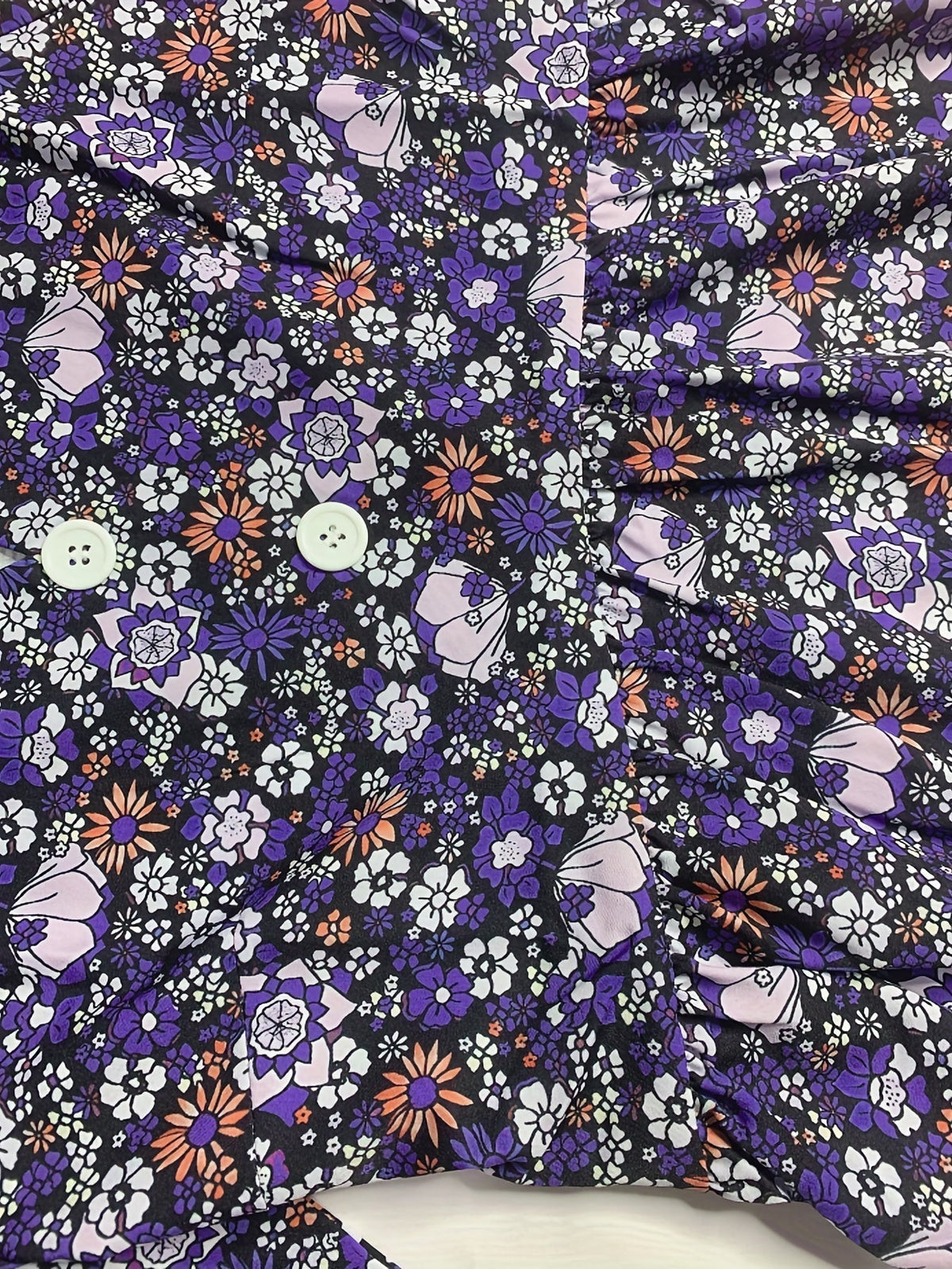 Ditsy Floral Print V Neck Dress, Casual Ruched Summer Dress With Pockets