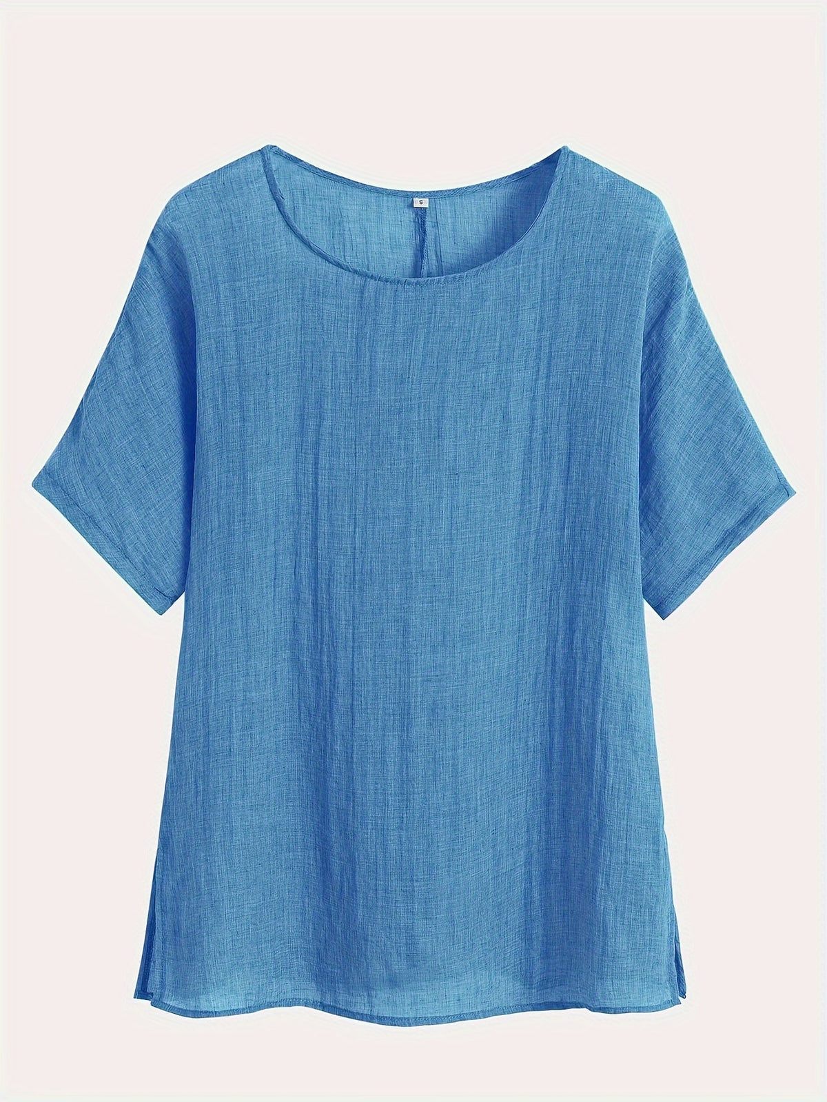 Solid Crew Neck T-Shirt, Casual Short Sleeve Loose Comfy Top