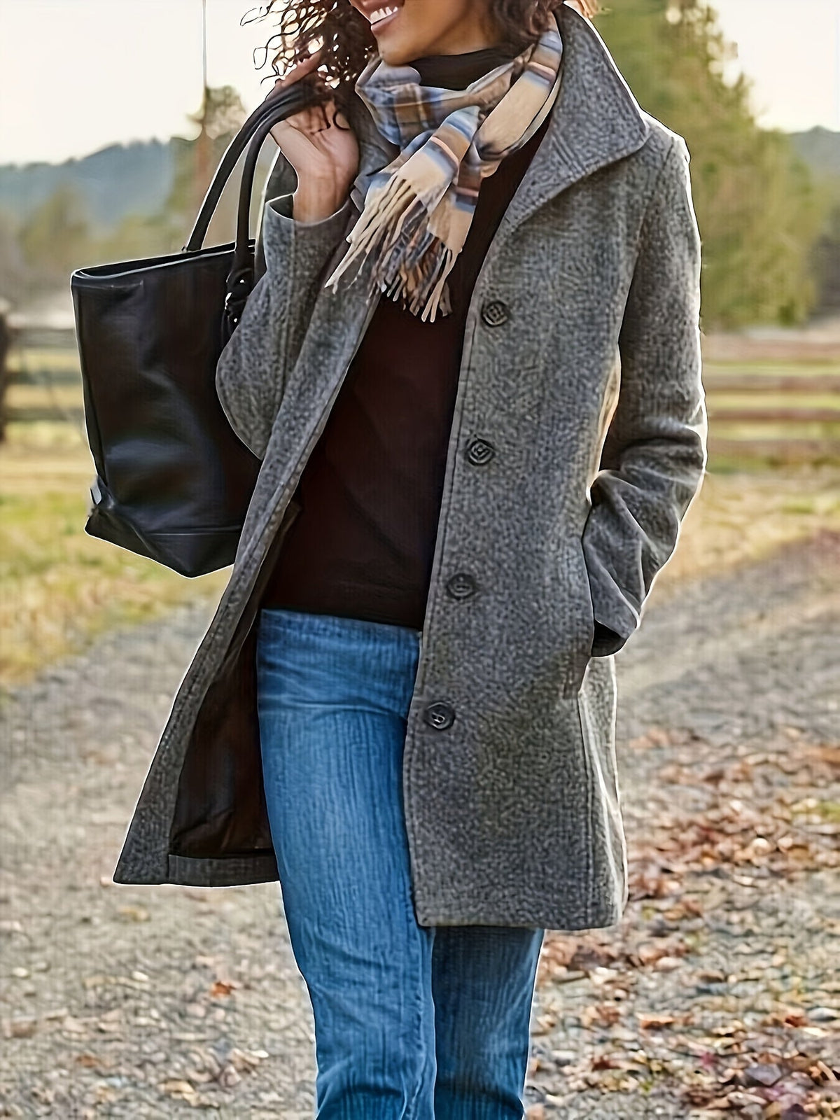Stylish Solid Color Long Sleeve Single Breasted Overcoat - Wool & Blends Outerwear