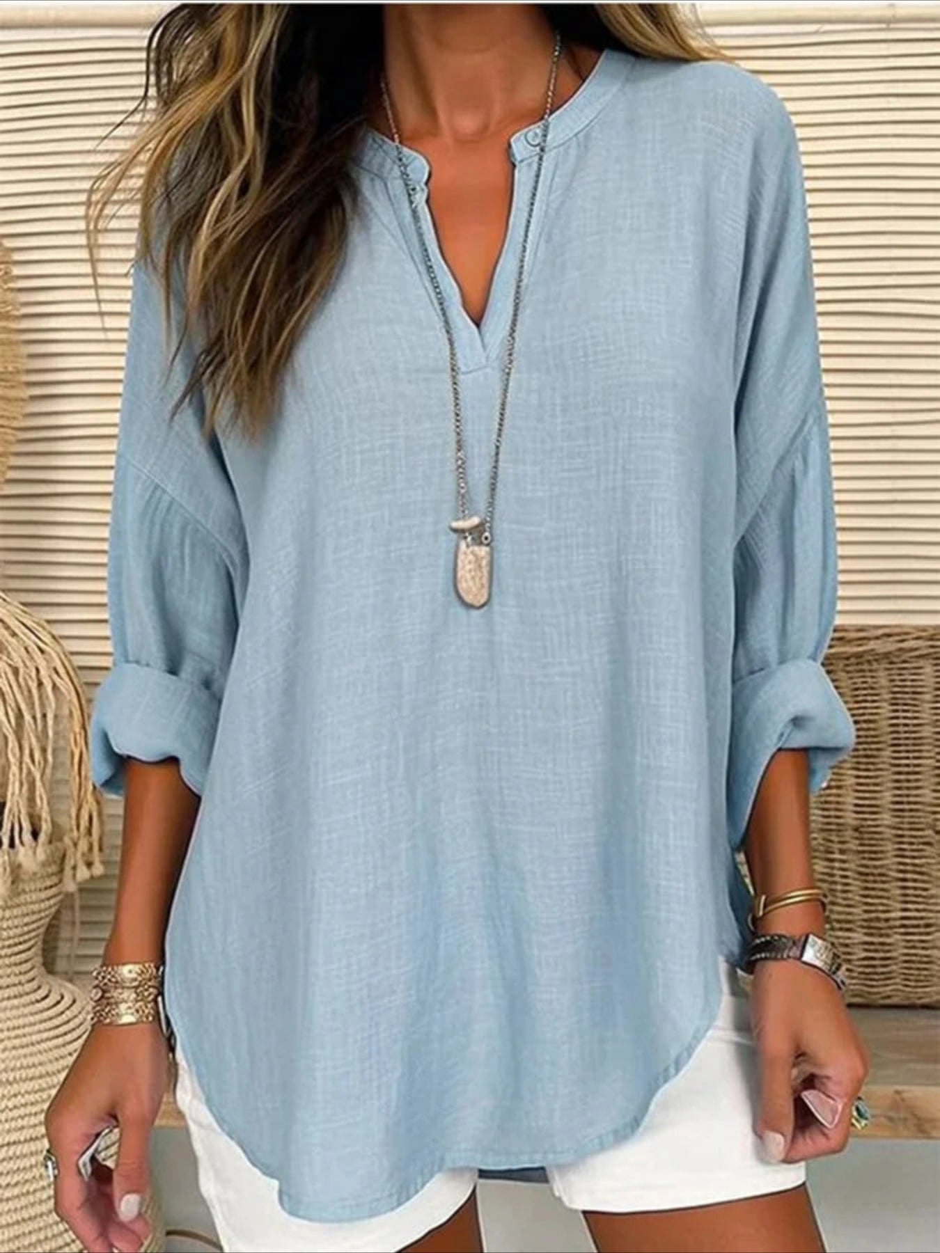 Floral Basic Casual Long Sleeve V Neck Regular Tops