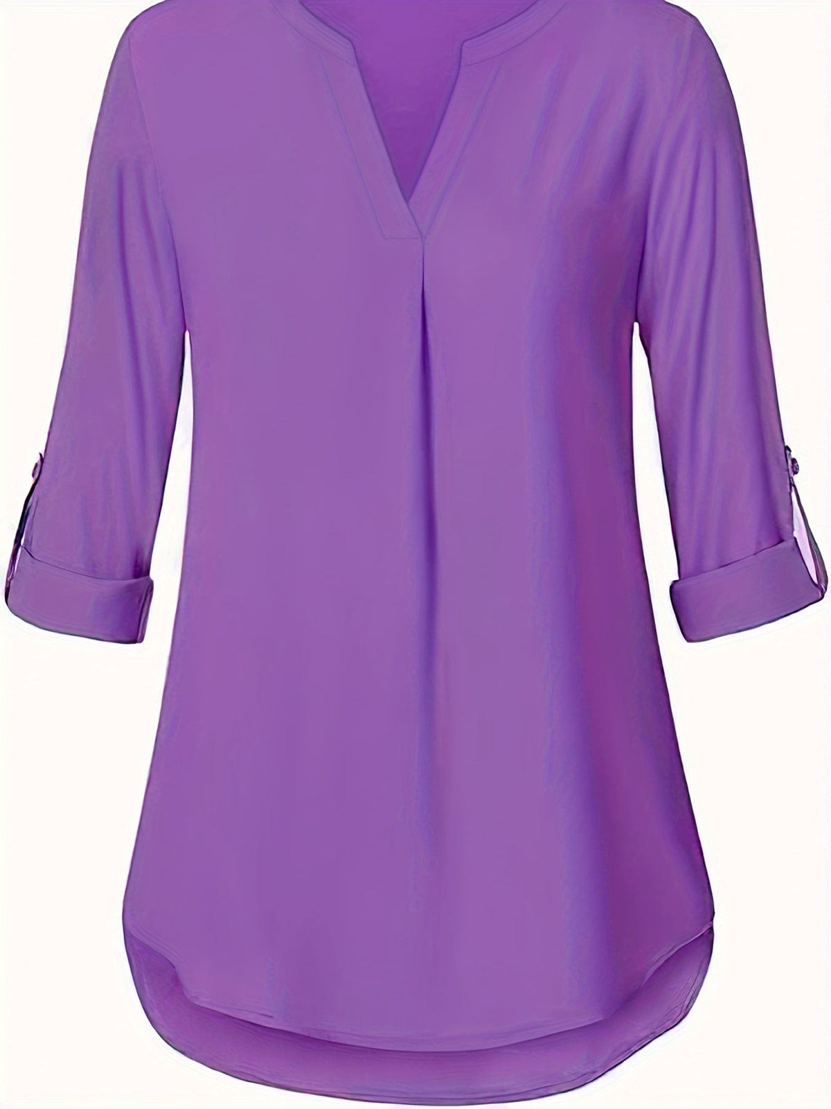 Solid Simple Blouse, Casual V Neck Long Sleeve Blouse