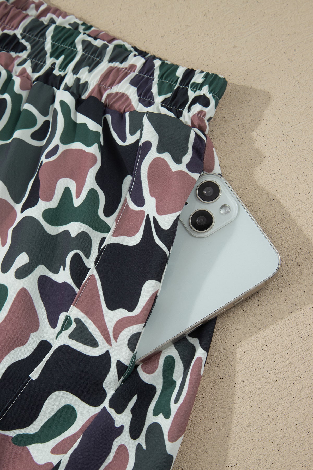 Multicolour Camouflage Print Athletic Lined Shorts