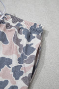 Multicolour Retro Camouflage Color Block Trim Skort 2pcs Outfit
