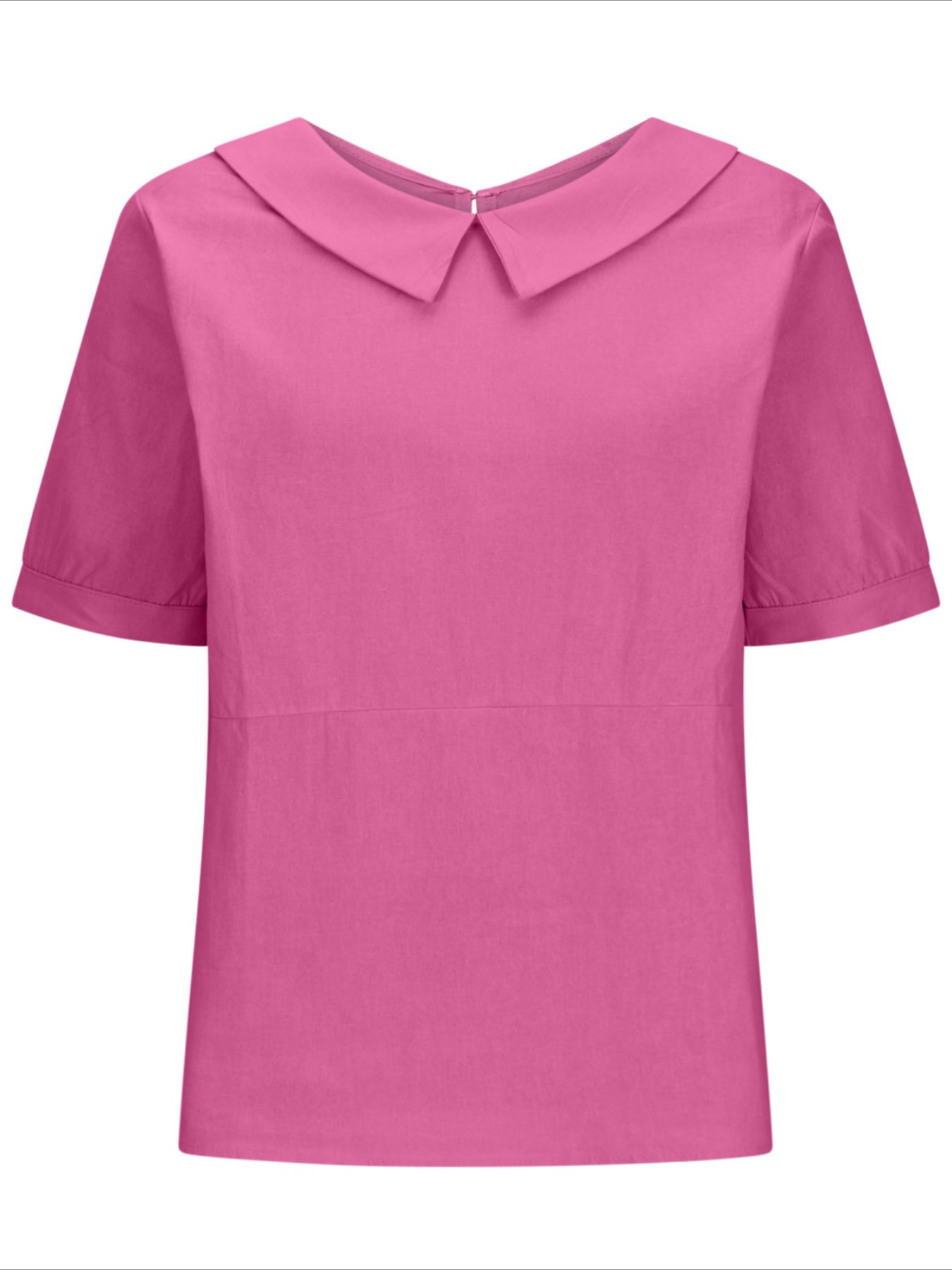 Solid Color Loose Lapel Short Sleeve Cotton Top