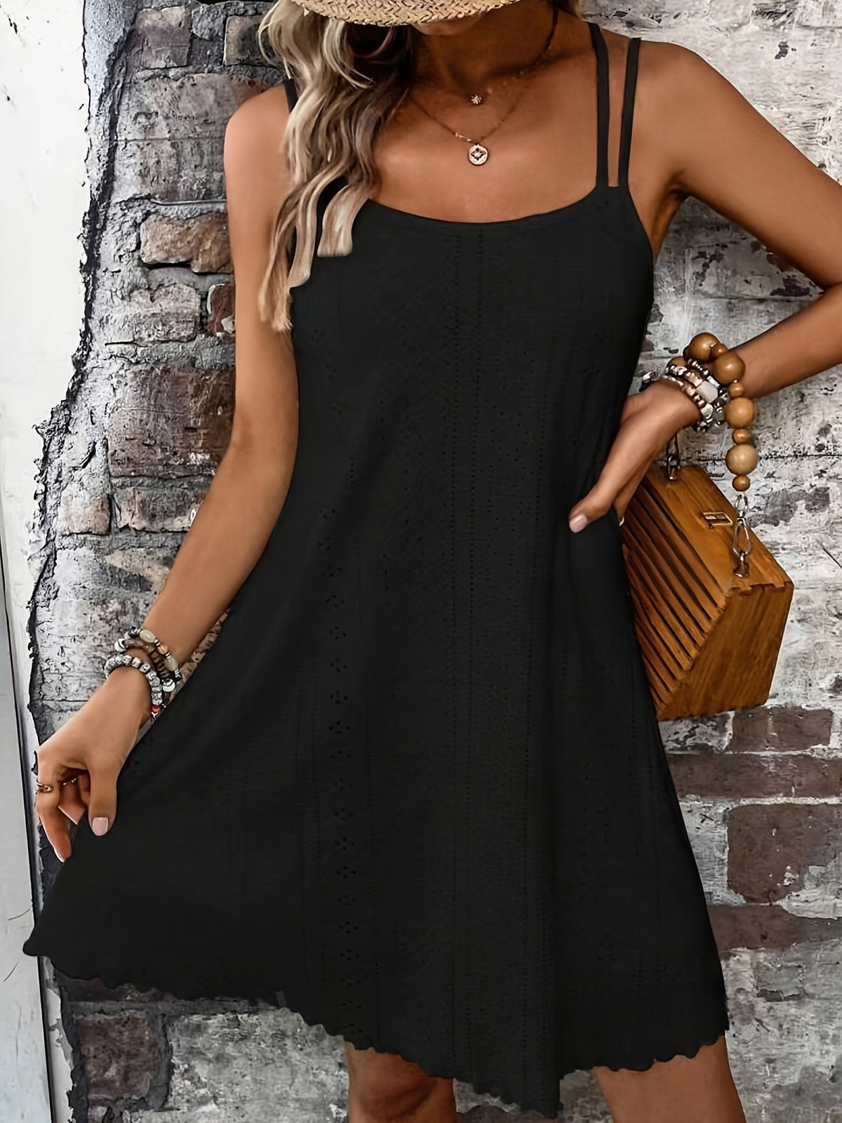 Elegant Sleeveless Lettuce Trim Dress