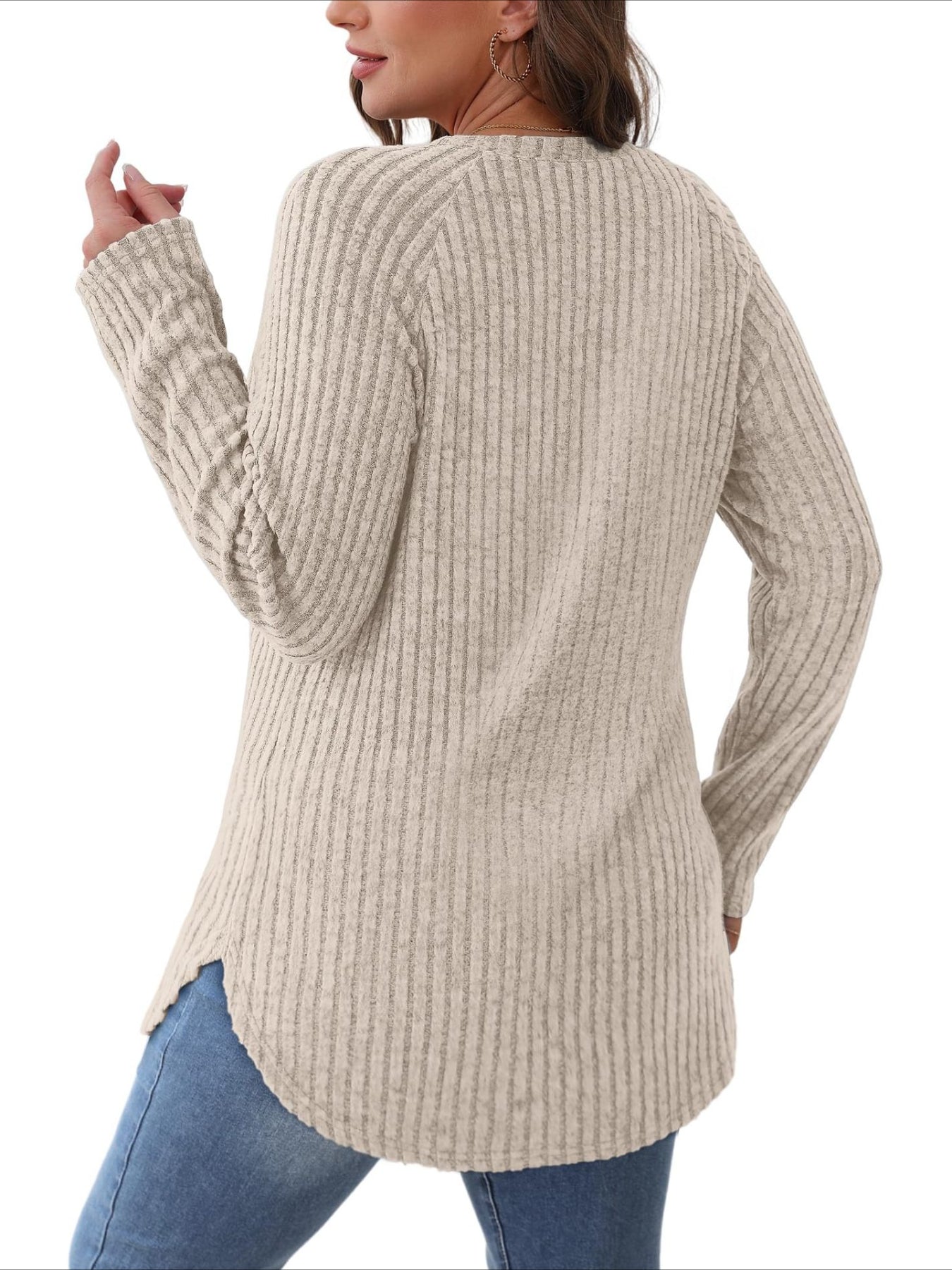 Soft Round Neck Pullover Long Sleeve Sweater