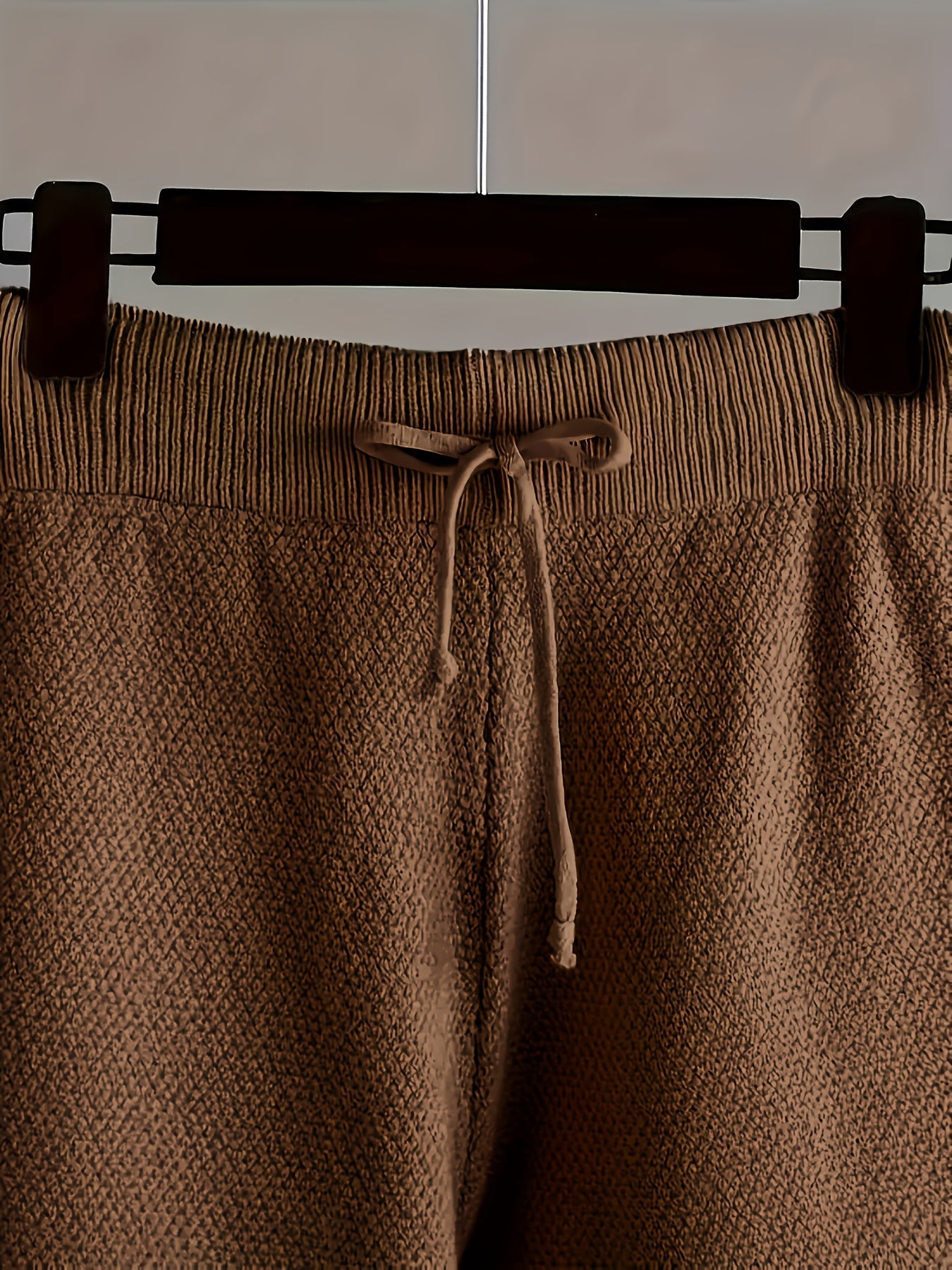 Solid Color Round Neck Sweater & Wide-Leg Pants Two-Piece Set