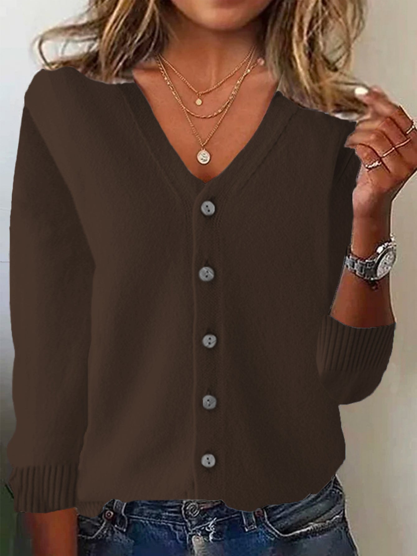 Casual Spring/Fall Plain Wool/Knitting Cardigan